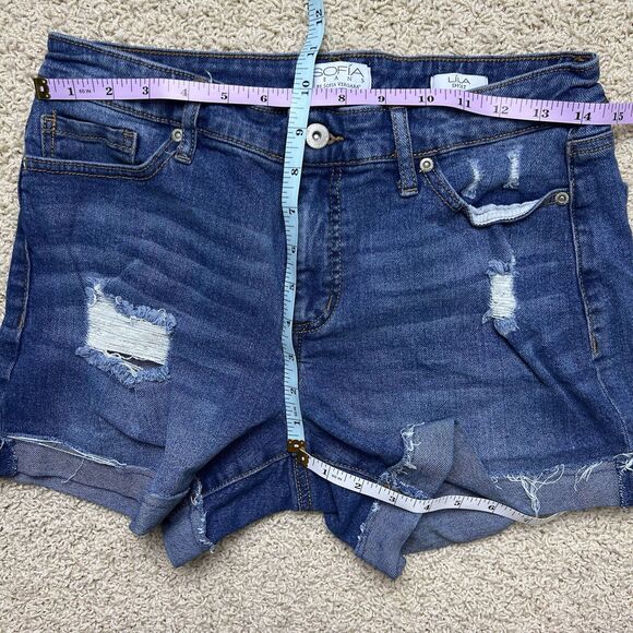 SOFIA JEANS BY SOFIA VERGARA Lila Shorts Mid Rise Distressed Denim Jeans Blue 6 - Picture 4 of 7